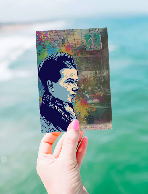 Carte postale  Simone de Beauvoir et la Brasserie